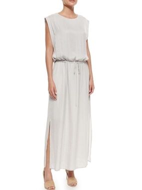 VINCE Washed Satin Drawstring Waist Maxi Dress Size Medium